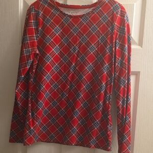 Talbots Red Plaid Long Sleeve Top